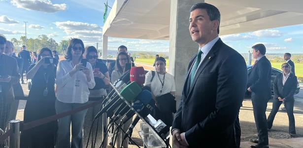 28.07.23 - O presidente do Paraguai, Santiago Peña, em entrevista no Palácio da Alvorada