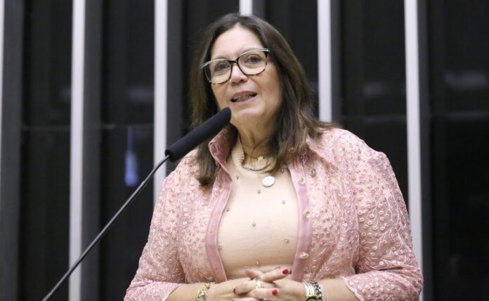 Deputada Bia Kicis fala ao microfone