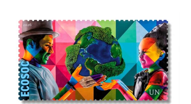 Artista brasileiro traz preocupação com futuro da vida no planeta para selo comemorativo da ONU