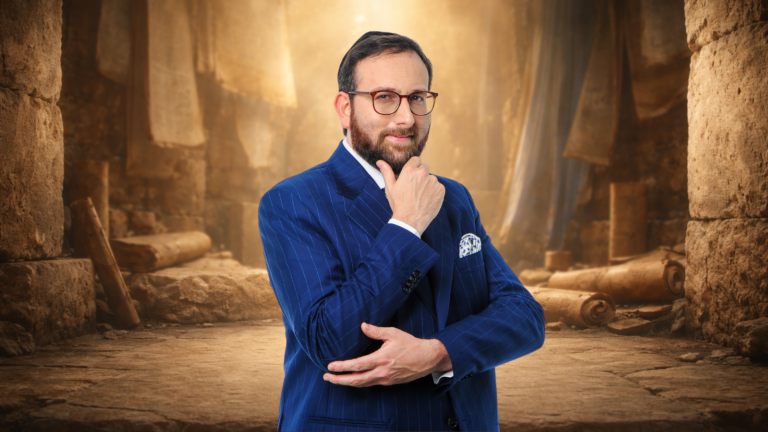 Rabino Rav Sany em retrato editorial, refletindo sobre ética, dignidade humana e o valor da vida à luz da tradição judaica.