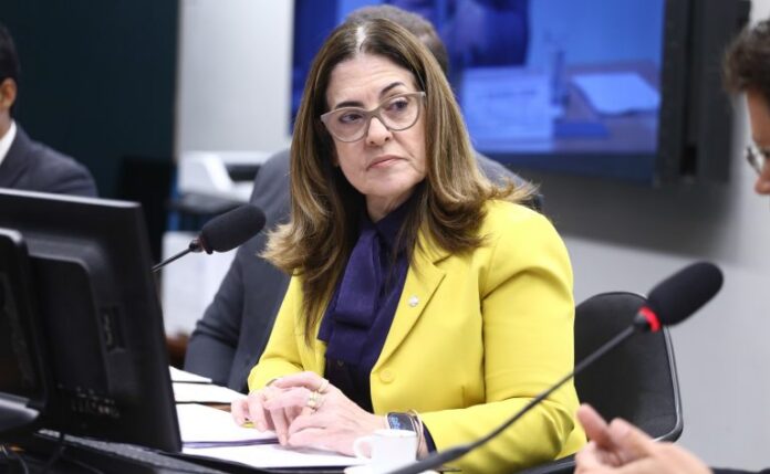 Deputada Rogéria Santos fala ao microfone