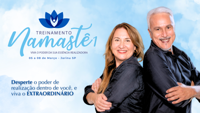 Eduardo Shinyashiki e Daniela Shinyashiki promovem o Treinamento Namastê, imersão em desenvolvimento emocional realizada de 5 a 8 de março em Jarinu (SP).