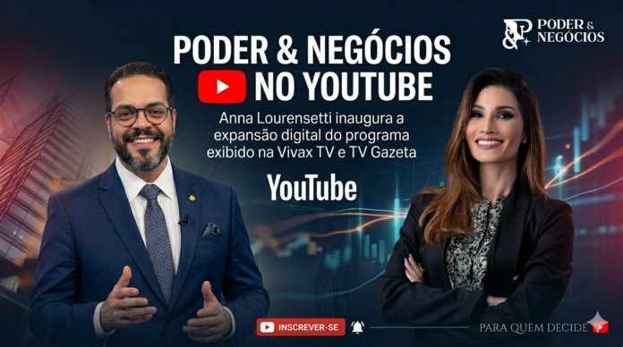 Gemini_Generated_Image_3b34zn3b34zn3b34 Tucco e Anna Lourensetti em destaque na arte de lançamento do canal Poder & Negócios no YouTube. O programa, exibido pela Vivax TV e TV Gazeta, amplia sua presença digital com entrevistas sobre liderança, negócios e influência.