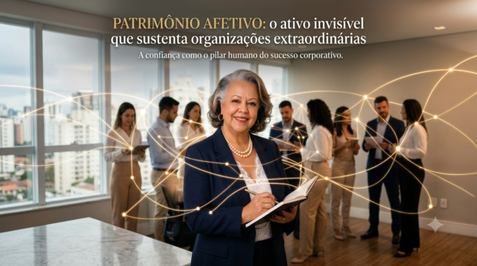 Gemini_Generated_Image_2apwcb2apwcb2apw Myrinha Vasconcellos em ambiente corporativo, representando o patrimônio afetivo construído por meio da confiança, dos vínculos humanos e do pertencimento nas organizações.