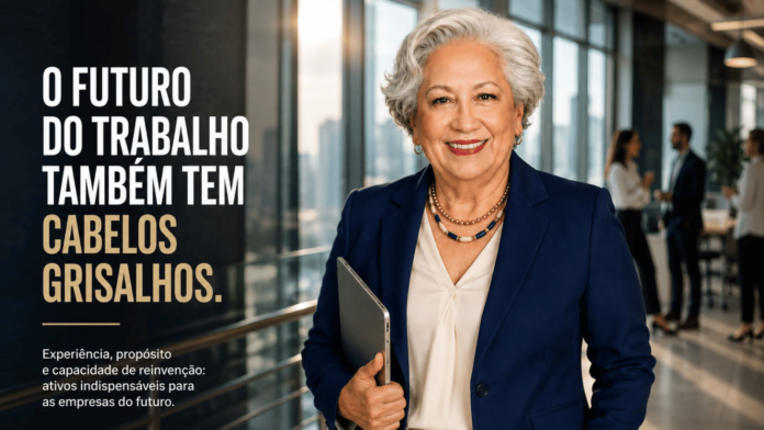 Sylvia (3) Sylvia Oliveira em ambiente corporativo, representando experiência, longevidade e profissionais maduros no futuro do trabalho.